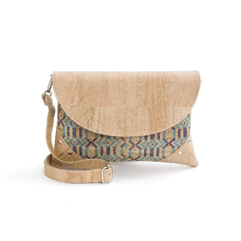 Bags For Outdoor Adventures Cork Clutch Bag and Vegan Crossbody Purse for Women in Blue Tribe Bags For Outdoor Adventures Cork Clutch Bag and Vegan Crossbody Purse for Women in Blue Tribe
