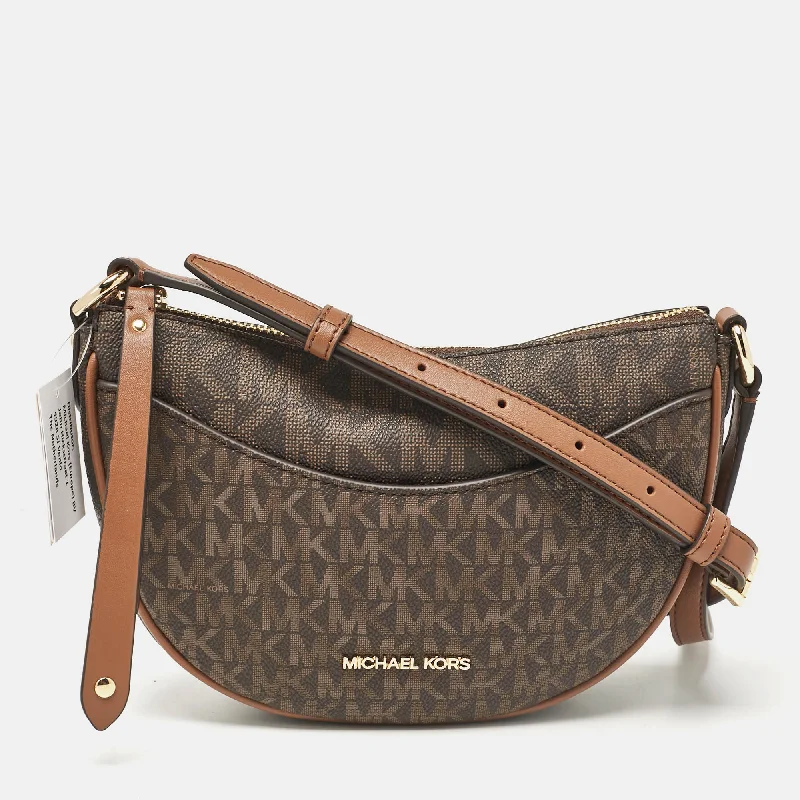 Smart Casual Deals Brown Signature Coated Canvas Small Dover Crossbody Bag