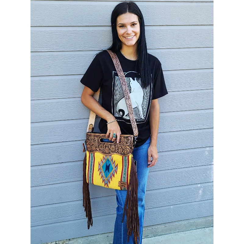 Luxury Bags On Sale American Darling Tooled Leather Mustard Purse