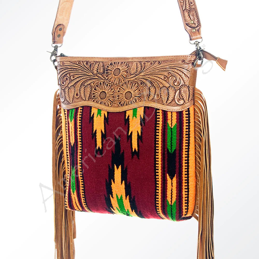 Handbag For Fashion American Darling Cranberry Aztec Blanket Fringe Purse