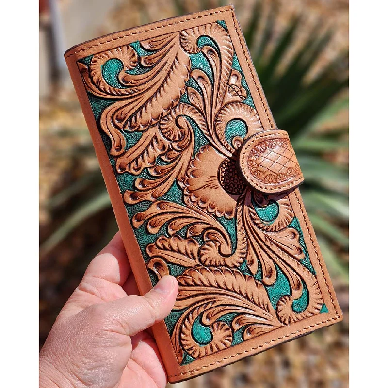 High-Quality Bags On Flash Sale American Darling Turquoise Tooled Leather Wallet