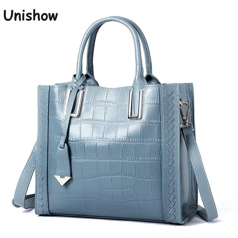 Elegant Bags For Formal Events And Luxury Occasions Stone Pattern Genuine Leather Women Shoulder Bag