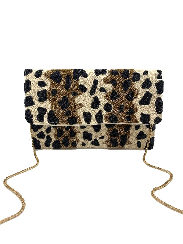 Tsa-Approved Bags For Hassle-Free Airport Security Cheetah Striped Beaded Clutch