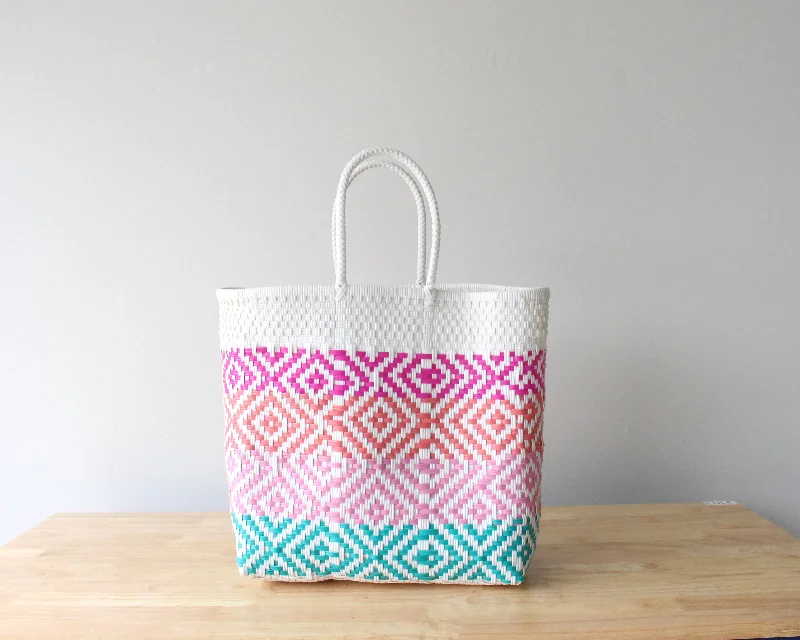 Lightweight And Functional Bags For Travel And Work White & Colors Tote Bag by MexiMexi Lightweight And Functional Bags For Travel And Work White & Colors Tote Bag by MexiMexi