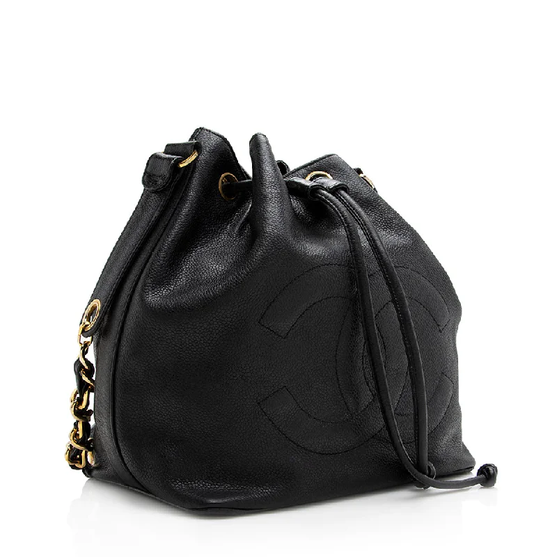 Office Professionals Chanel Vintage Caviar Leather Drawstring Shoulder Bag (SHF-21297)