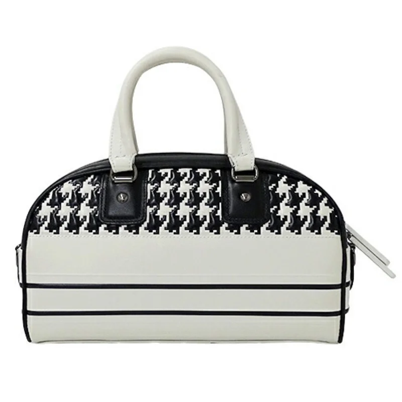 Chic And Clearance-Priced Tote Bags CHRISTIAN DIOR Bag Ladies Handbag Shoulder 2way Vibe Small Leather Black White Houndstooth Bicolor