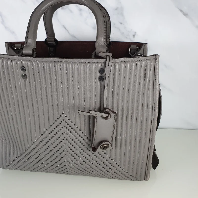 Tote Bag For Everyday Use Coach 1941 Rogue 31 Heather Grey Nappa Leather With Quilting & Rivets Chevrons Satchel Bag Tote Bag For Everyday Use Coach 1941 Rogue 31 Heather Grey Nappa Leather With Quilting & Rivets Chevrons Satchel Bag