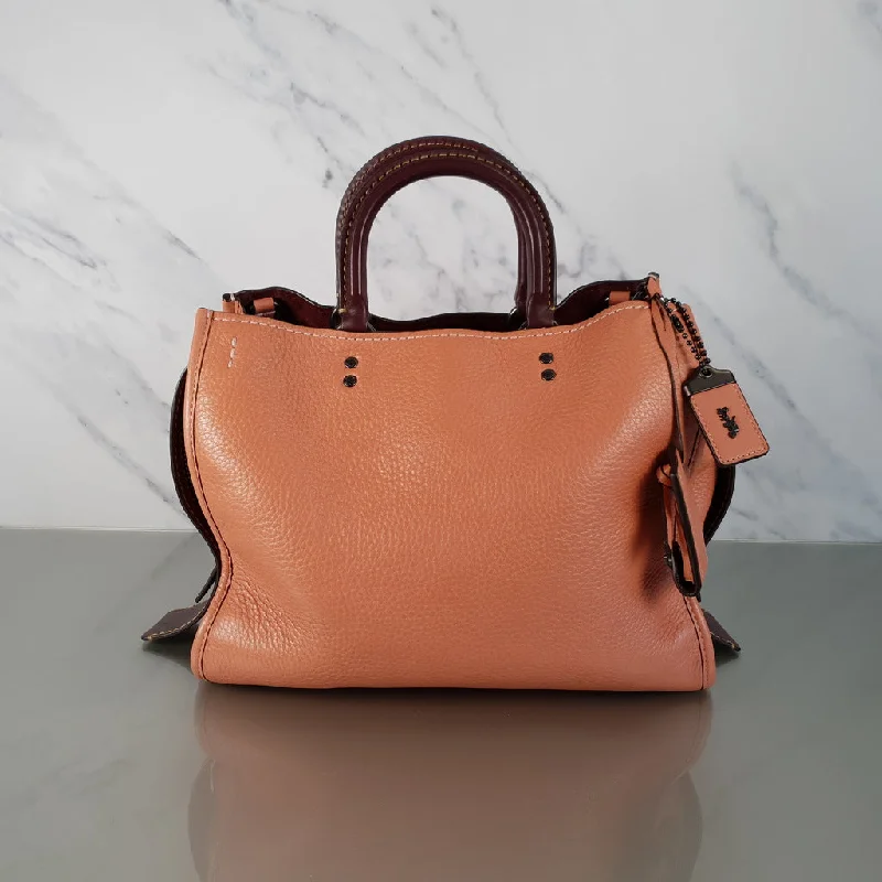 Lightweight And Affordable Bags Coach 1941 Rogue 31 in Melon with Burgundy Colorblock Detail and Suede - Satchel Bag Lightweight And Affordable Bags Coach 1941 Rogue 31 in Melon with Burgundy Colorblock Detail and Suede - Satchel Bag