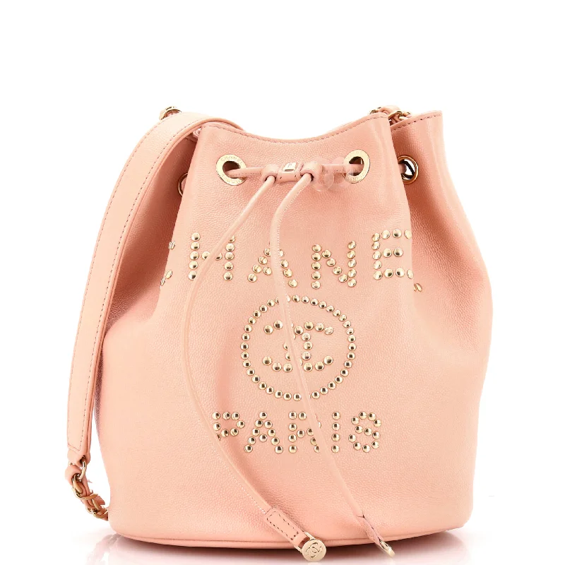 Holiday Gift Bags For Christmas Deauville Drawstring Bucket Bag Studded Caviar Medium