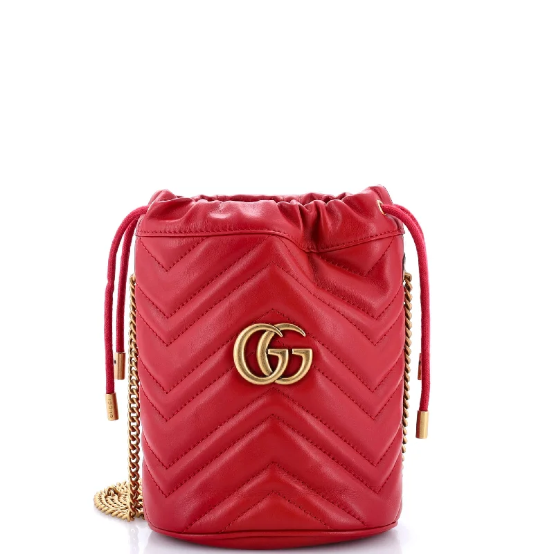Festival Bags For Concerts And Events GG Marmont Bucket Bag Diagonal Quilted Leather Mini
