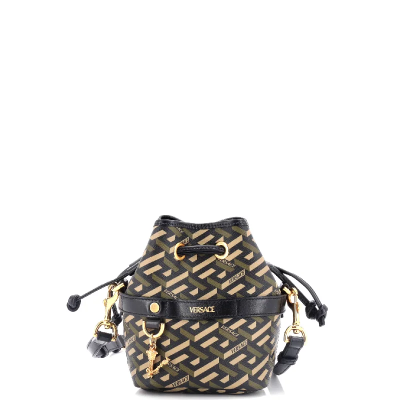 Inspired Bags For High-End Fashion La Greca Bucket Bag Printed Coated Canvas Mini